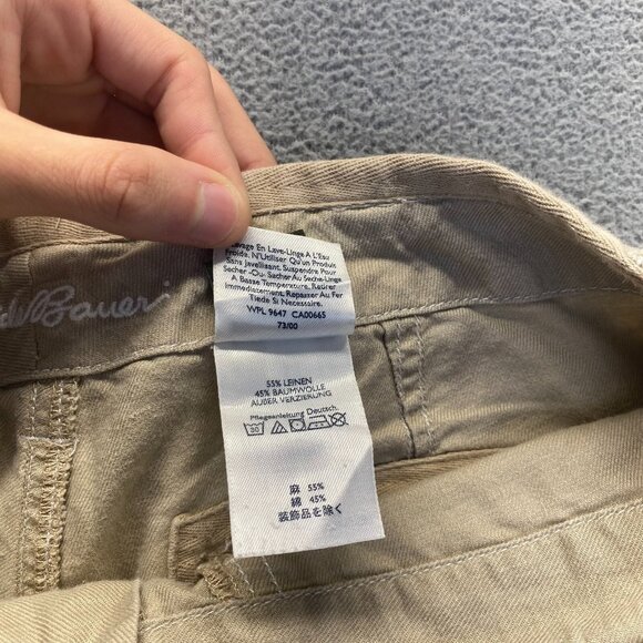 Eddie Bauer Pants Womens 10 Tall Beige Linen Cargo Wide Leg,Pockets,Drawstring - Picture 13 of 16